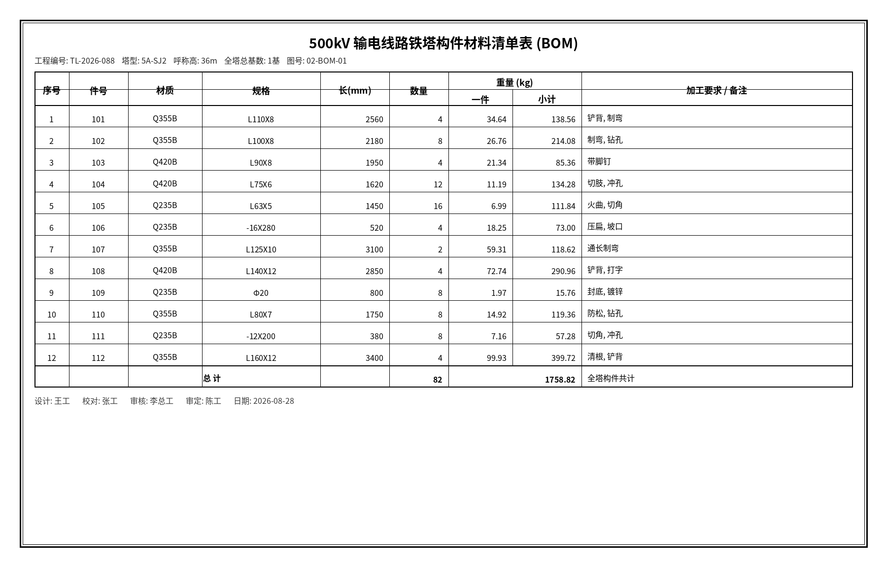 示例图纸|框选材料表区域后双击提取，自动识别件号、材质、规格、长度与数量